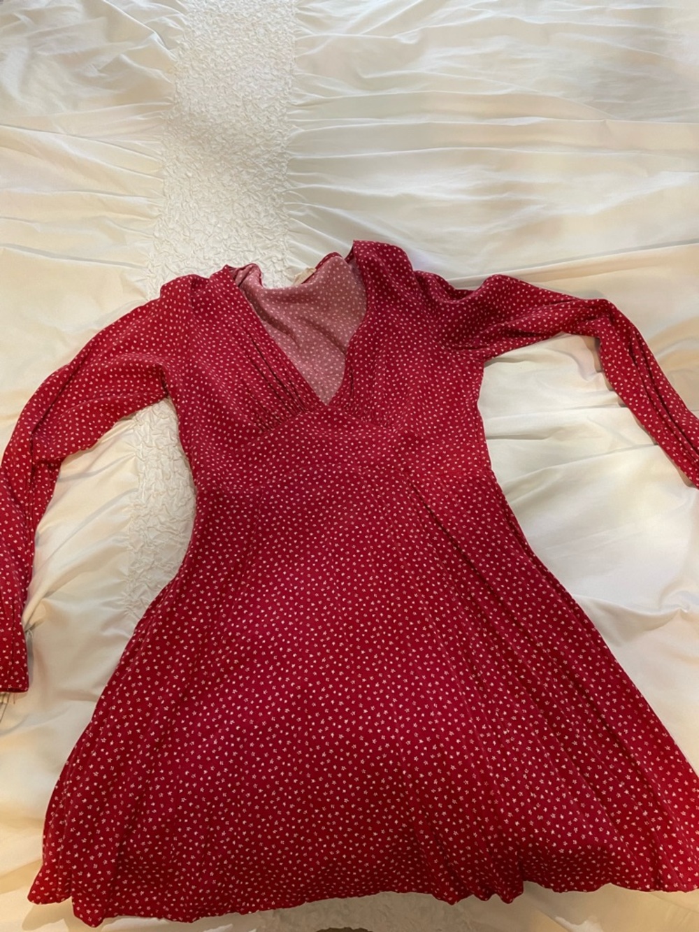 LA Hearts Red Polka Dot Long Sleeve Dress